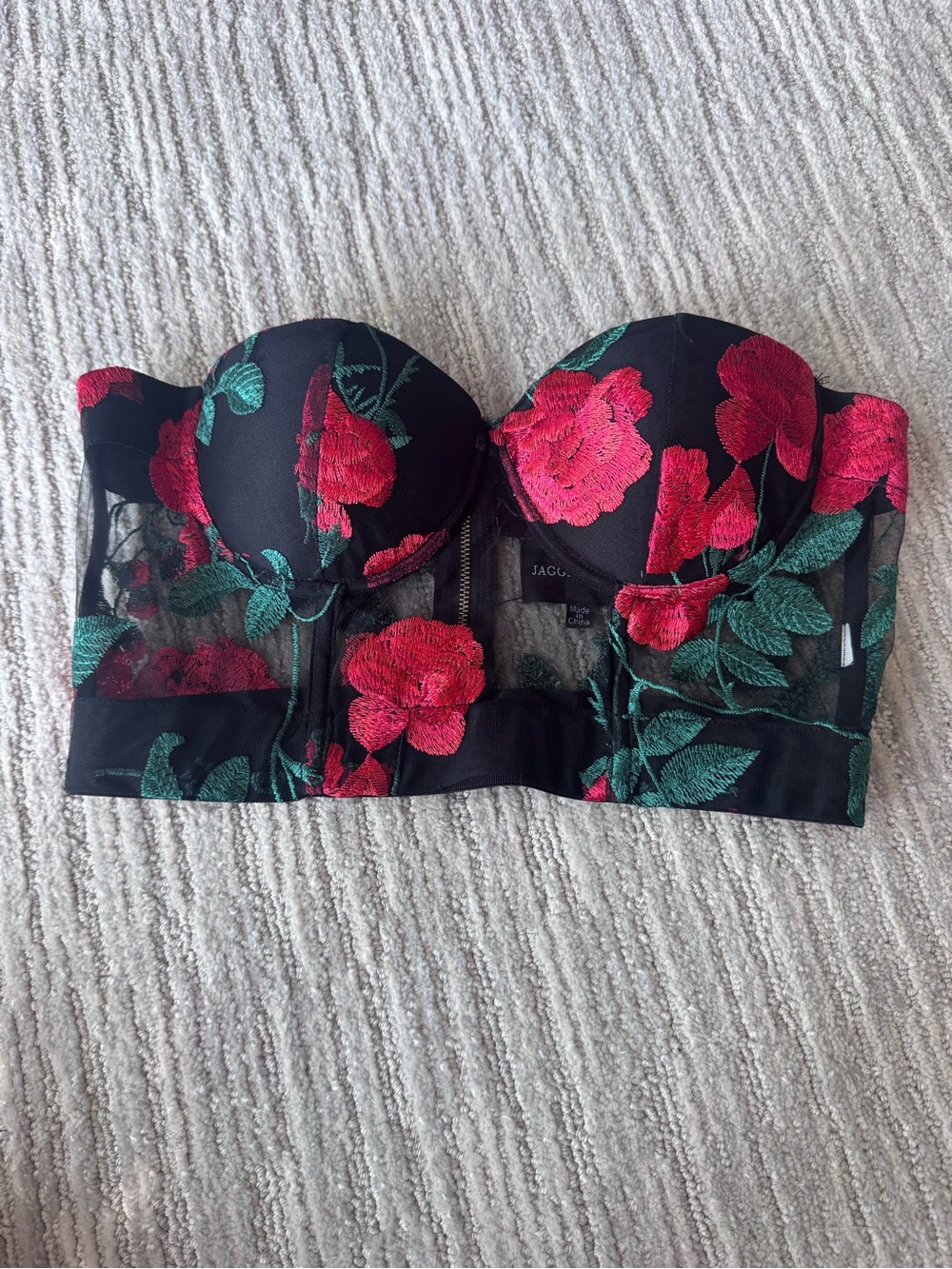 Jagger & Stone Frida Rose Mesh Bustier - US 4 / Black/Red
